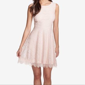 Kensie A-Line Lace Dress w Keyhole button back